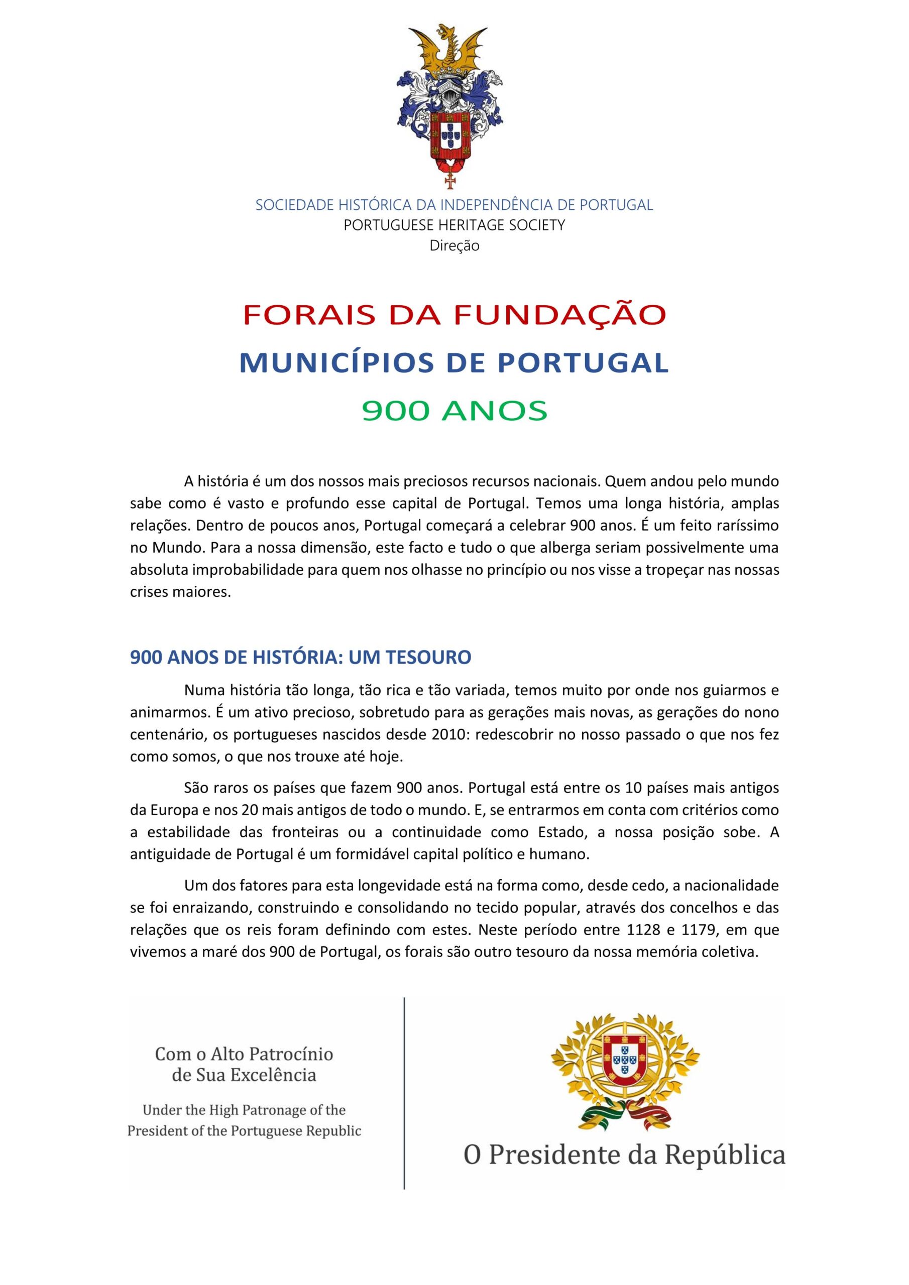 Forais e municípios nos 900 anos de Portugal Forais e municípios nos 900 anos de Portugal