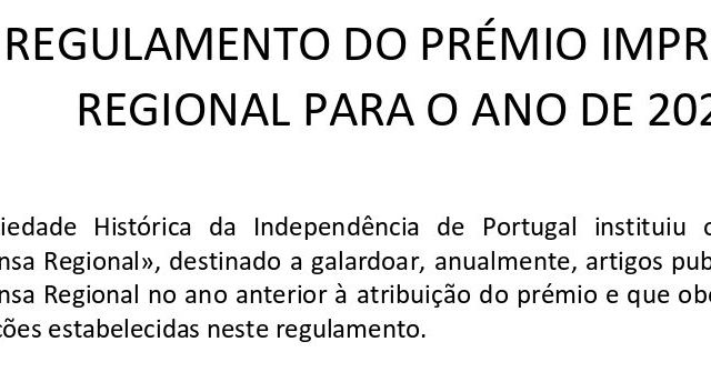 REGULAMENTO DO PRÉMIO IMPRENSA REGIONAL PARA O ANO DE 2024